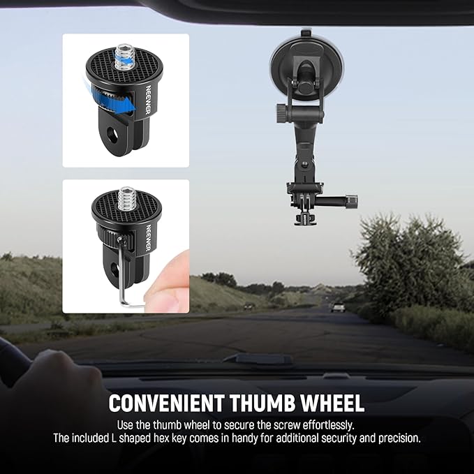 NEEWER Action Camera Mount Adapter with 1/4" Screw Aluminum Alloy Compatible with GoPro Hero 13 12 Insta360 X4 X3 DJI Osmo Pocket 3 Creator Combo Phone Cage, GP-7