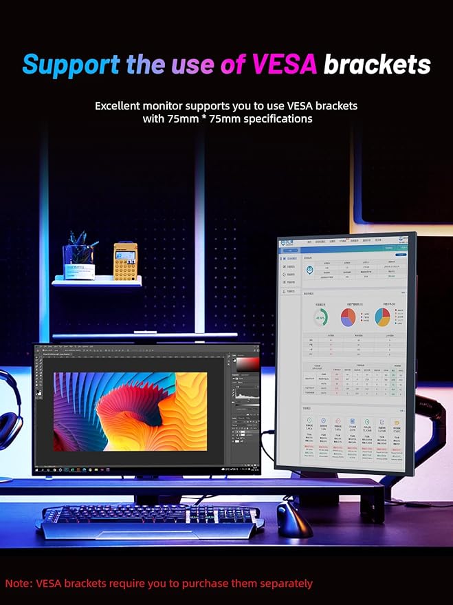 4K Portable Monitor 18.5" 3840x2160 UHD USB-C HDMI for Laptop, 1000:1, 100%sRGB, Built-in Stand & VESA Mount, 8Bit IPS Computer Gaming Display Travel Monitor for Desktop Mac Phones Tablet PS5/4 Switch