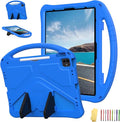 for iPad Pro 12.9 inch Kids Case 6th/5th/4th/3rd Generation (2022/2021/2020/2018) with Kickstand/Pencil Holder/Handle Stand Lightweight Soft EVA Shockproof Heavy Duty Protective Cover, Blue