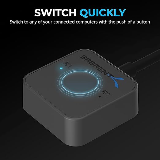 SABRENT Thunderbolt 4 KVM Switch, Peripheral Sharing with 3X Thunderbolt 4 USB C 40Gbps, 2X USB-C Charging 60W (PD 3.0) | 4X USB Type A 3.2x2 10Gbps | Supports 4K@144Hz / 8K@60Hz DSC (SB-TB4K)