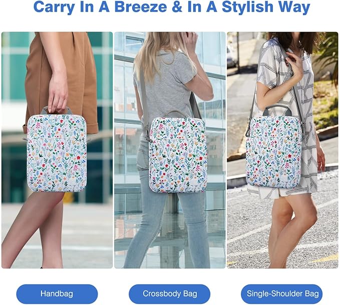 Dadanism 9-11 Inch Tablet Sleeve Bag Carrying Case with Shoulder Strap for iPad (A16) 11", iPad 10th Gen 10.9", iPad Air M4/Pro M5 11", iPad 9/8/7th 10.2", Galaxy Tab A11+ Plus 11",Blooming Bouquet