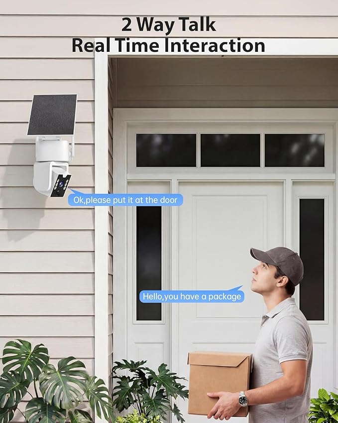 5G & 2.4G Wi-Fi Outdoor Camera Wireless,Solar Security Cameras Wireless Outdoor, 2K 360° PTZ Camera, Solar/Battery Powered, PIR Human Detection, Color Night Vision,Two-Way Voice Calling, Alexa