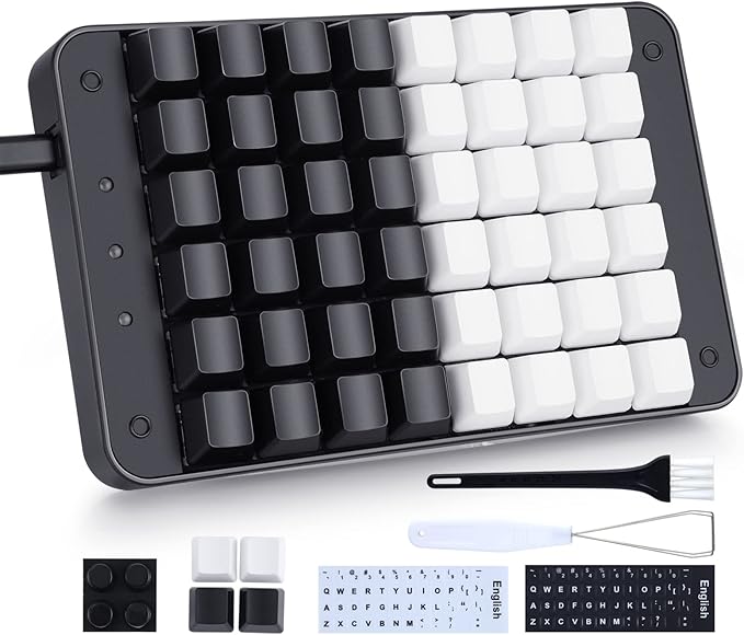 Koolertron One Handed Mechanical Gaming Keyboard, 48 Keys Fully Programmable Mini USB Macro Keyboard with Red Switch, for Gamers/Designers/Video Editor