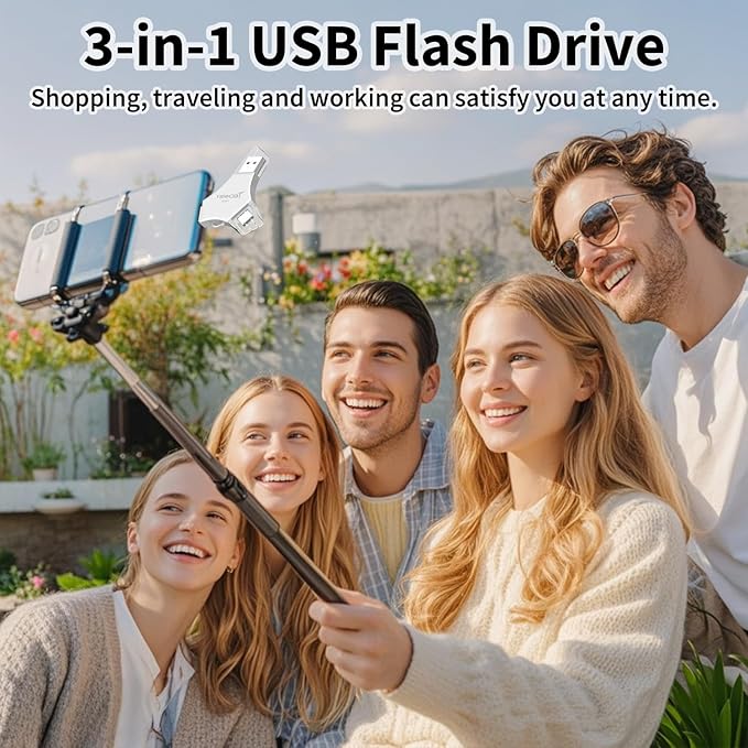 USB 3.0 Flash Drive for iPhone 256GB: MFi Certified 3in1 External Memory Photo Keeper Storage Stick for Picture/Video/Data Saver/Backup High Speed Thumb/Jump/Hard Drive for iPad/Android/PC -Grey