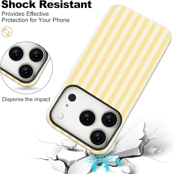 Magnetic for iPhone 17 Pro Max Case Cute Stripes Phone Case, Shockproof Slim TPU and Hard PC Protective Phone Cover Compatible with MagSafe Designed for Women Girls, Pink and White