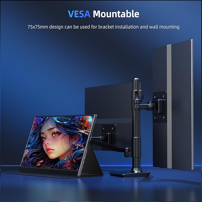 UPERFECT Portable Monitor 4K 15.6" QLED| 400 Nits Laptop Monitor | 3840 * 2160 UHD 100% AdobeRGB | 1MS FreeSync | USB-C & MINI HDMI | VESA & Stand | Travel Second Screen for Computer, Game Consoles