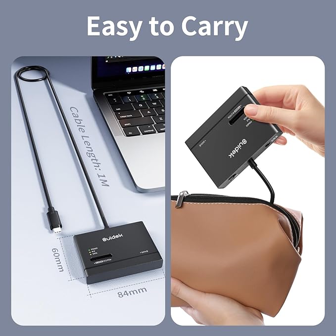 SUIDEK M.2 NVMe SSD Adapter, Type-C 10Gbps to M.2 and SATA Hard Drive Reader External M2 PCIe NVMe SSD Enclosure Compatible with (M Key&M+B Key) Any Sizes and 2.5"/3.5" SATA with 12V/2A Adapter