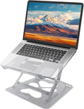 Laptop Stand, Mechanical Dual Angle Adjustable Heavy Duty Notebook Stand for Desk, Supports 55 lbs, Ergonomic Portable Computer Stand with Cooling, Silver