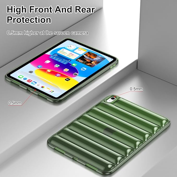for iPad mini 7 A17 Pro 2024 & iPad mini 6 Case 2021 (8.3 inch) Shockproof Soft TPU Back Cover Silicone Bumper Anti-Yellowing Lightweight Clear Shell for iPad mini 7th/6th Generation, Green
