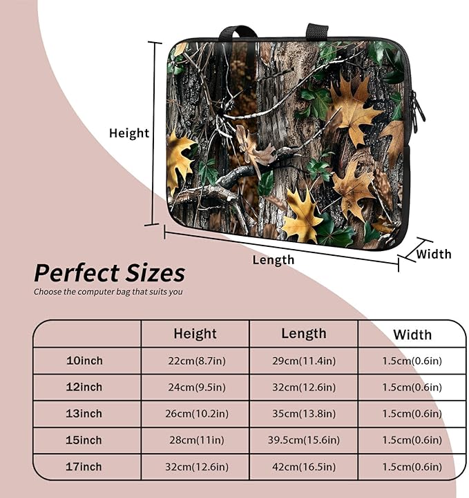 Universal Tablet Laptop Sleeve Case 10 inch, Camo Leaf Slim Carrying Case Durable Handbag Travel Laptop Bag for 7 to 10-inch Laptops/Notebook/Kids Tablet/ipad/eBook Readers