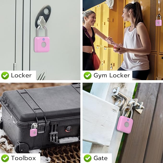 Fingerprint Padlock,Smart Padlock with APP Unlock,Fingerprint Locker Lock,USB Rechargeable for Gym Locker,Locker, School,Storage, Luggage
