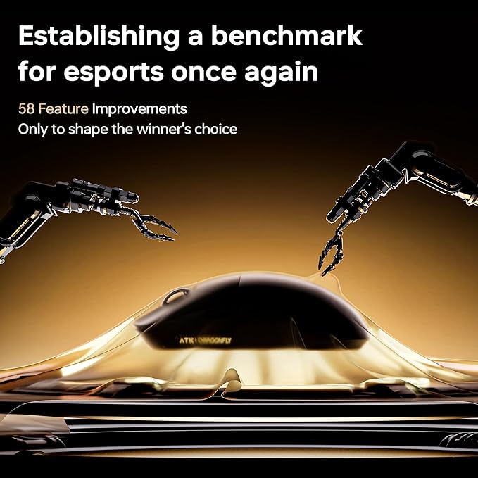 ATK Dragonfly A9 Air Wireless Gaming Mouse, 47g Lightweight, PAW3950 Ultra Sensor, Nordic 54L15 MCU, 8K Polling, 300 Hr Battery Life, Dual-Mode 2.4G/Wired