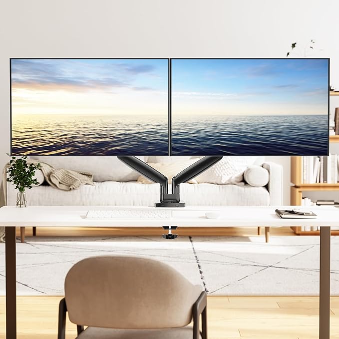 MOUNT PRO Dual Monitor Desk Mount fits 22” to 39” Ultrawide Computer Screen, Holds up to 30.9lbs Each, Fully Adjustable Long Monitor Arm for Two Monitors, Gas Spring Monitor Stand, 100x100 VESA Mount