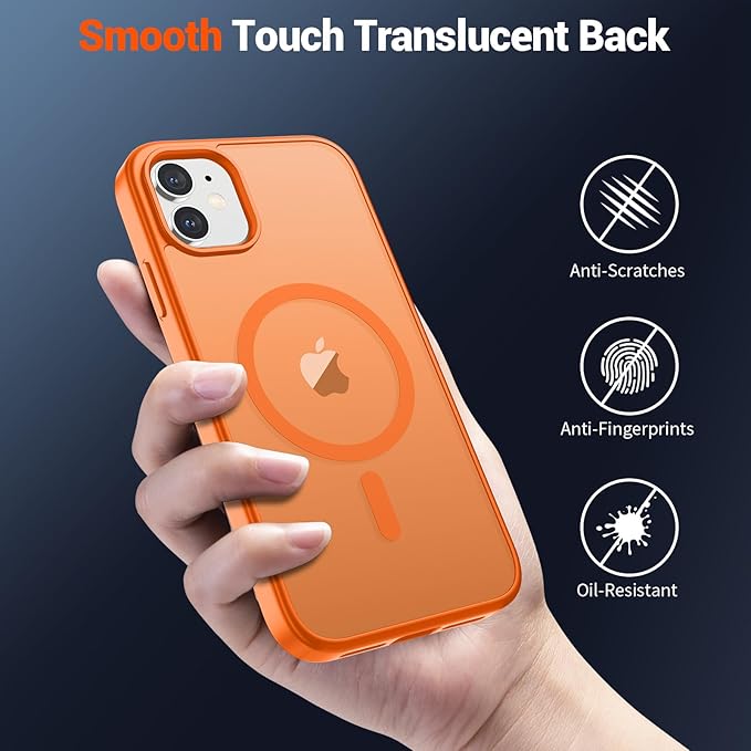 SUPFINE Magnetic for iPhone 11 Phone Case (Compatible with MagSafe) (Military Grade Drop Protection) Translucent Matte Shockproof Phone Cover,Starry Orange