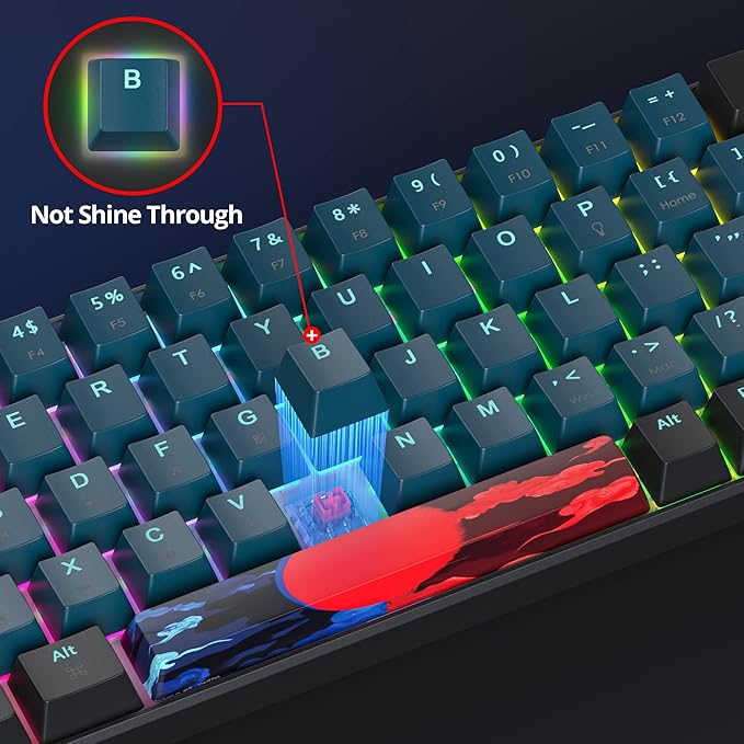 65 Percent Mechanical Gaming Keyboard 68 Keys RGB Gaming Keyboard with Red Switch Wired Keyboard for Windows PS4/5 Xbox Gamers(68 Monster)