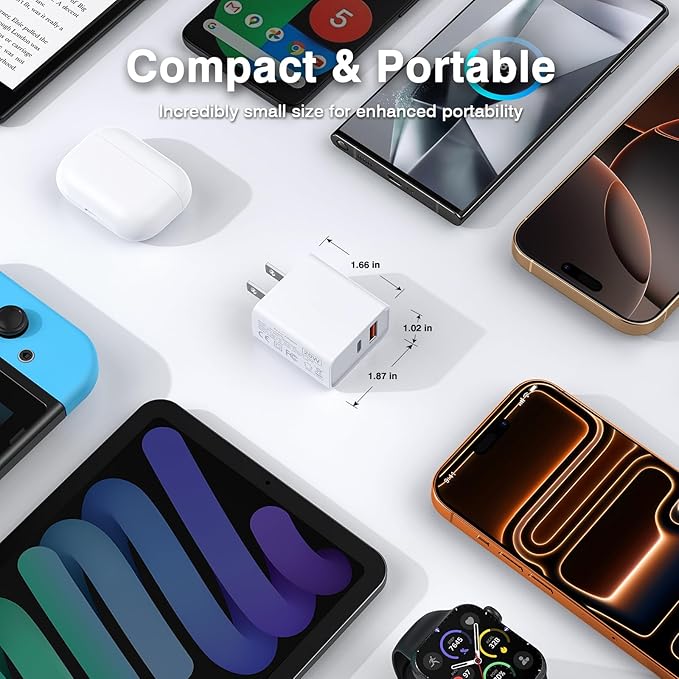 USB C Wall Charging Block, [3Pack] Multiport Fast Charge Power Brick Cube for iPhone, iPad, iPod, Samsung Galaxy, Motorola, Moto, PS5, Huawei, HTC, LG, Nokia, 20W PD Quick Charge USBC Box Wall Plug