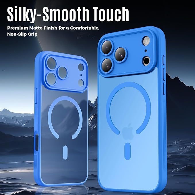 Symcele Designed for iPhone 17 Pro Max Case, Compatible with MagSafe, [Camera Protection] [15FT Military Drop Protection] Shockproof Translucent Matte Anti-Slip Phone Case, 6.9", Blue