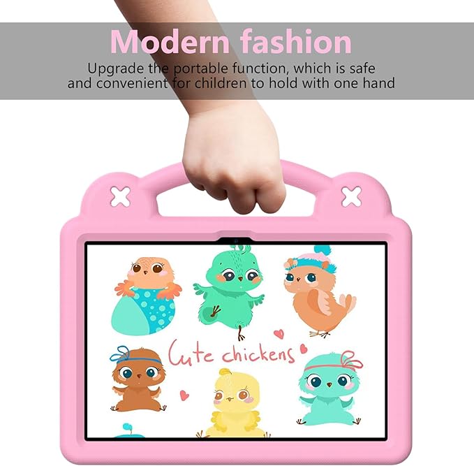 AKABEILA Compatible with Amazon Fire HD 8/HD 8 Plus (2020/2022)/Fire HD 8 2024 Tablet Case, Kids Friendly Universal Lightweight Shockproof Protective Case with Shoulder Strap & Stand Handle Pink