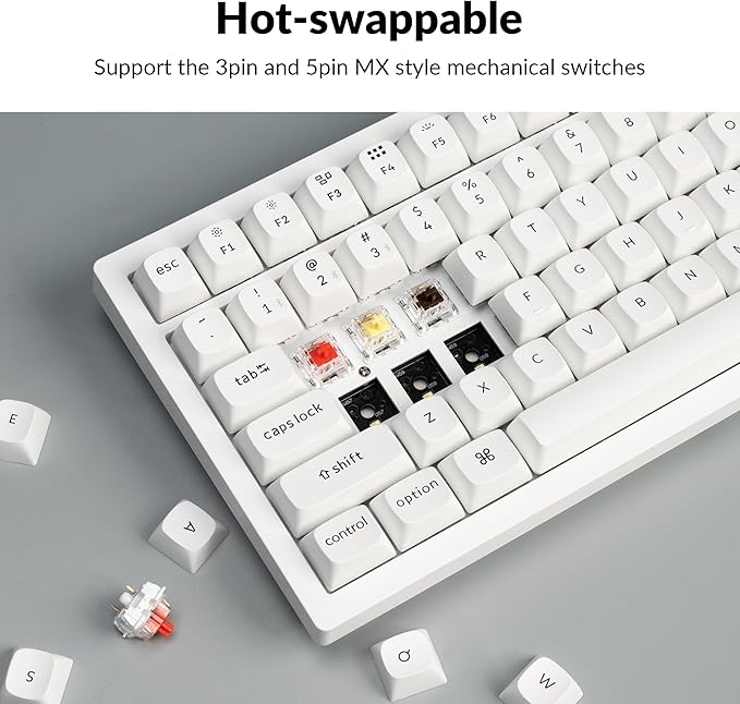 Keychron K4 Pro QMK/VIA Bluetooth Wireless Mechanical Keyboard, 96% Layout Custom Programmable Gaming Keyboard with White Backlit, Hot-Swappable K Pro Brown Switch for Mac Windows Linux - White