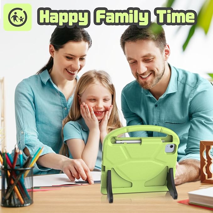 YIHE Kids Case for iPad (A16) 11th Generation 11 Inch 2025 & iPad 10th Generation 10.9 inch 2022, with Built-in Screen Protector and Stable Stand, Full Body Shockproof Protective Cover - Light Green