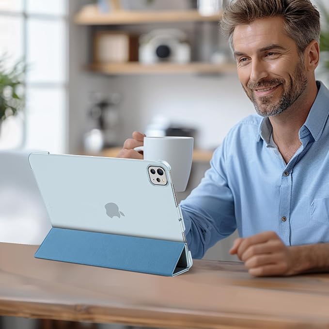 ProCase Smart Case for iPad Pro 11 Inch M5 2025/M4 2024 (Model: A3357/A3358/A3359/A2836/A2837/A3006), Slim Folio Stand Hard Back Shell Protective Tablet Cover for iPad Pro 11" 6th/5th Gen -Blue