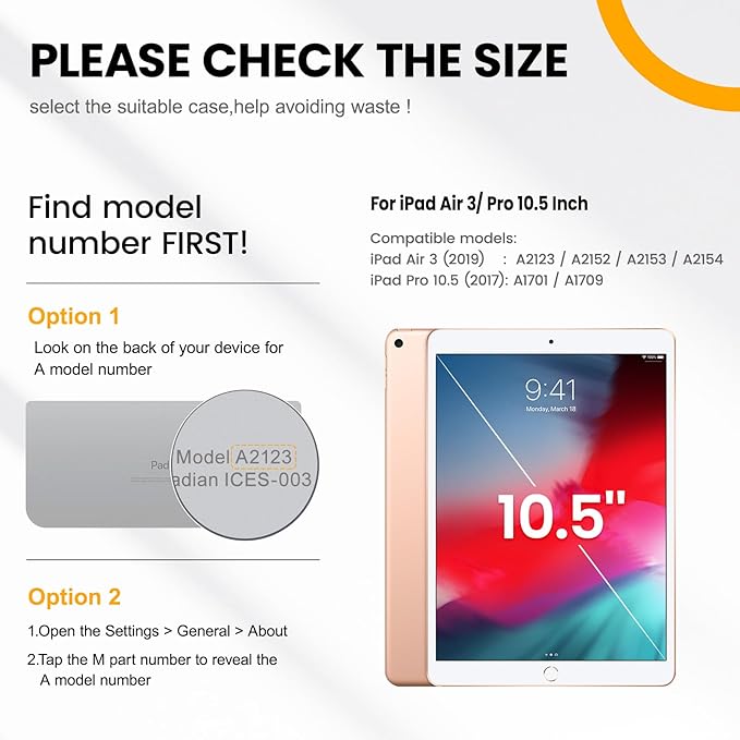Timecity for iPad Air 3/ Pro 10.5 Inch Case, 360° Rotating Stand, Pencil Holder, Shockproof with Screen Protector & Shoulder Strap - Heavy Duty Protection Case for iPad Air 3rd Gen - Orange