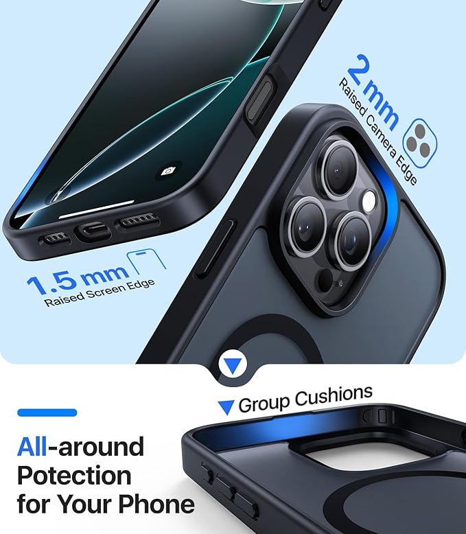 Magnetic for iPhone 11 Pro Max Case, [Compatible with MagSafe][Military-Grade Drop Protection][Anti-Yellowing] Shockproof Translucent Matte Cover for iPhone 11 Pro Max Phone Case,Black