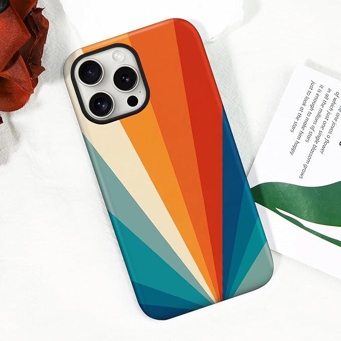 Magnetic for iPhone 14 Pro Case Cute Stripes Phone Case, Shockproof Slim TPU and Hard PC Protective Phone Cover Compatible with MagSafe Designed for Women Girls,Retro Diffuse