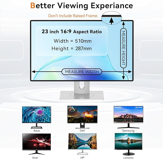 [2-Pack] 23 Inch Computer Blue Light Blocking Screen Protector for 16:9 Widescreen Monitor, Anti Glare Anti-UV Eye Protection Desktop PC LED Monitor Filter, Removable Anti-Scratch Screen Film 23in
