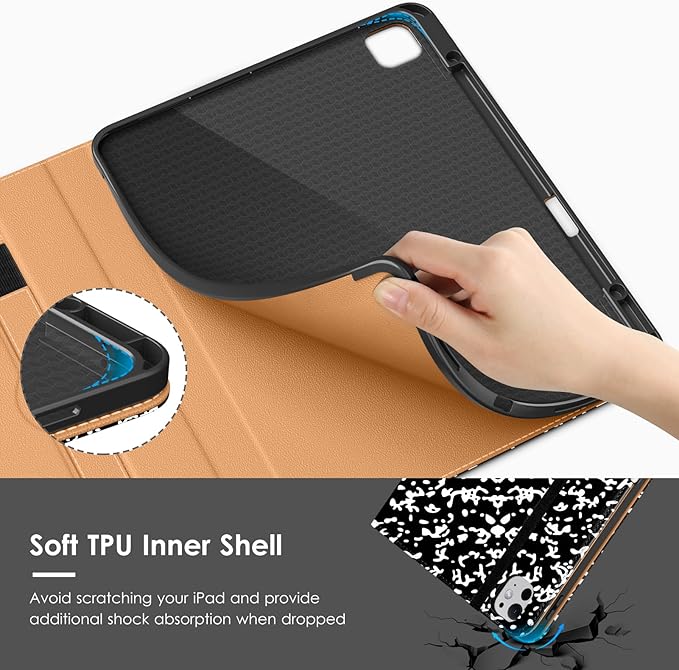 VIKESI Case for iPad Pro 13 (M4) 2024, Leather Stand Cover with Apple Pencil Holder, Auto Wake/Sleep, Multiple Viewing Angles, Built in Hand Strap & Pocket, Book
