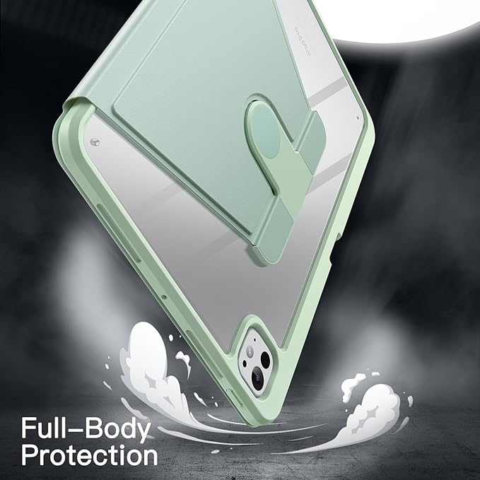 JETech Rotating Case ONLY for iPad Pro 11-Inch M5/M4 2025/2024 (6th/5th Generation) with Pencil Holder, 360 Degree Rotation Protective Stand Cover Clear Back, Auto Wake/Sleep (Mint)
