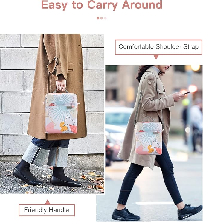 MoKo 13 Inch Tablet Sleeve Bag, Fits with 13 Inch New iPad Pro M5 & Air M4/M3, iPad Pro 12.9 M2&M1,Surface Laptop Go 12.4,Galaxy Tab S8+/S9+ 12.4,Handle Carrying Case with Shoulder Strap,Tropical Leaf
