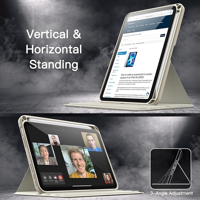 JETech Rotating Case for iPad mini (A17 Pro, 2024 Model, 7th Generation) / mini 6 (2021 Model, 6th Generation), 360 Degree Rotation Protective Stand Cover Clear Back (Starlight)