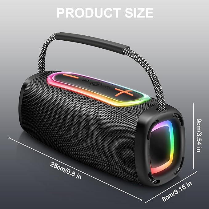 Bluetooth Speaker 6000mAh, 36H Playtime BT5.4 Portable Wireless Speaker with Loud Stereo Sound, IP6 Waterproof, 24W Portable Speaker with RGB Multi-Color Rhythm Lights for Outdoor/Home/Party as Gift