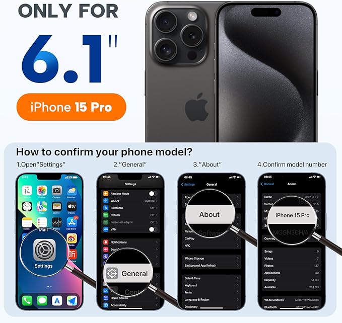 Miracase Magnetic for iPhone 15 Pro Case, [Soft Anti-Scratch Microfiber Lining], Compatible with MagSafe, Liquid Silicone Shockproof Drop Protection Phone Case for 15 Pro, Dark Blue