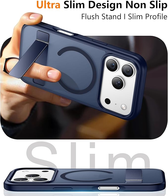 SPIDERCASE Magnetic for iPhone 17 Pro Max Case,with [3 Stand Ways] [Military Grade Drop Protection] with Invisible Stand Shockproof Slim Case for iPhone 17 Pro Max 6.9",Blue