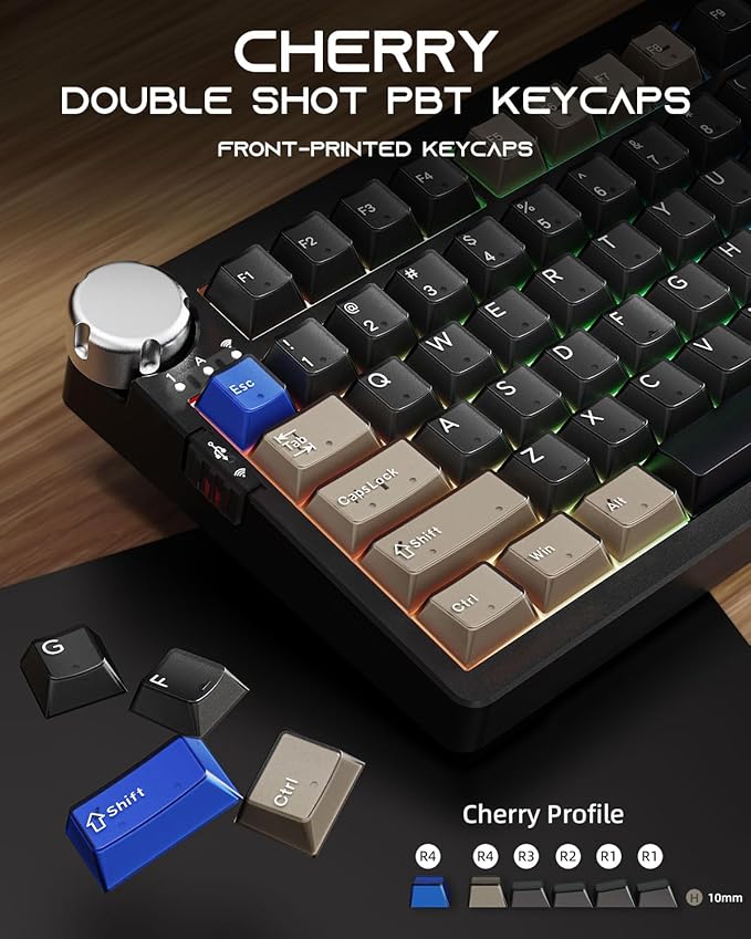 ZORNHER ZH980 Pro Wireless Mechanical Keyboard with Metal Knob,Full Size Thocky Gaming Keyboard,Creamy Keyboard with Number Pad,Thocky Switches,QMK/VIA Support,Retro Black