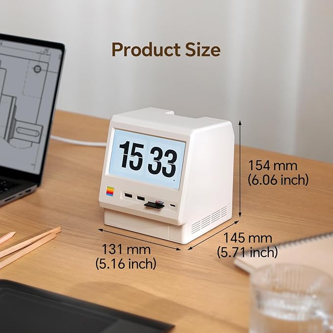 M5 Retro Dock Station for Mac mini M4 Pro, 80Gbps M.2 NVMe SSD Enclosure with Cooling Fan, Compatible for Thunderbolt 5/4/3/USB 4, 5'inch HD Display, SD/Micro SD Reader 4.0, 8K@60Hz Displayport