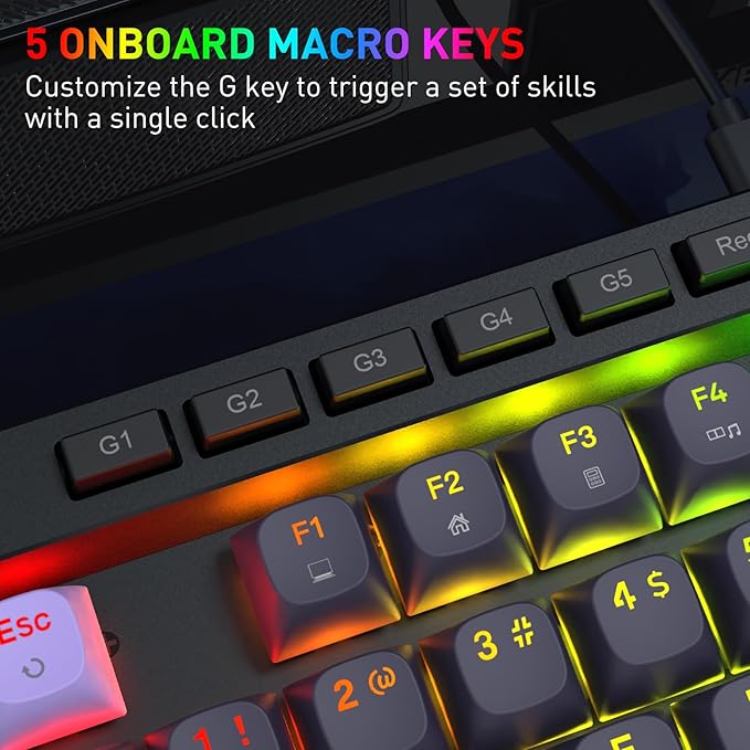 Redragon K580 HE Rapid Trigger Gaming Keyboard, 100% 104 Keys Wired Mechanical Keyboard w/Hyper-Fast Actuation, 8K Hall Effect Magnetic Switch, Dedicated Media Controls, Onboard Macro Recording