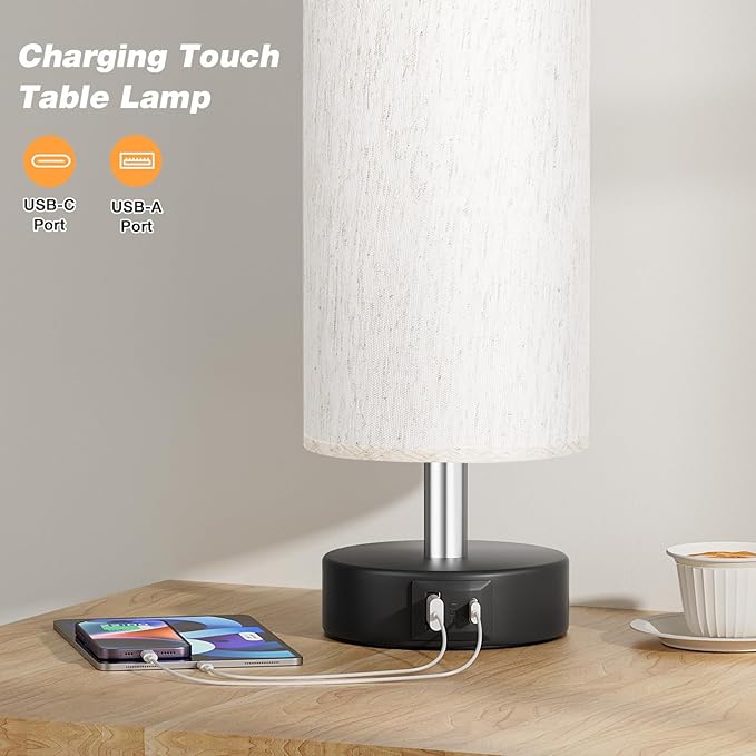 PartageiZ Small Touch Bedside Lamp for Bedroom - Table Lamps for Nightstand, Minimalist Night Stands Light Lamp, Desk Lamps for Reading, Kids, Living Room, Office, Dorm