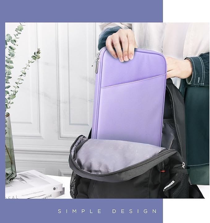 TiMOVO 9-11" Tablet Sleeve Bag for iPad 11-inch A16 2025, iPad 10.9"/10.2"| Air 11 Inch/5th/4th Gen. 10.9", Galaxy Tab A9+/A11Plus 11", Protective Bag with Pocket, Purple