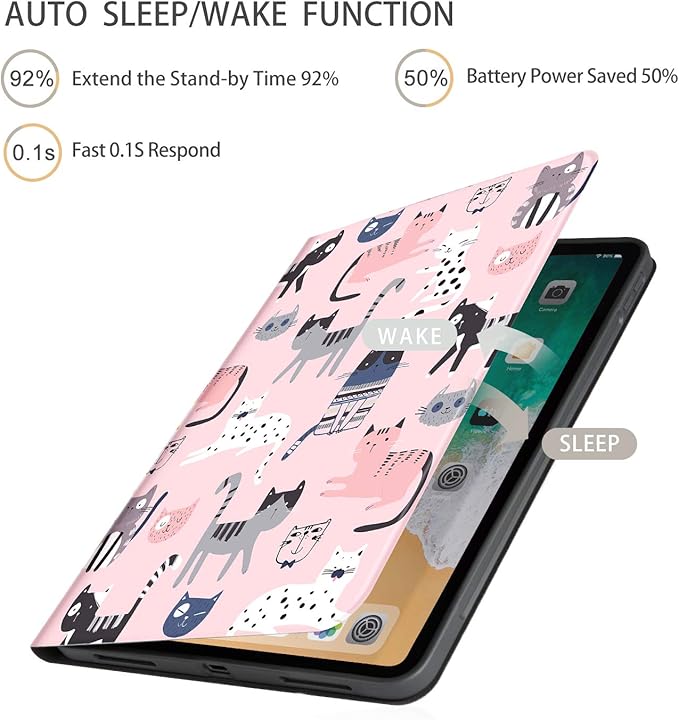 Case for iPad Air 11 Inch (M3/M2) 2025/2024, Case for iPad Air 5th/4th Generation 10.9 Inch, case for ipad air 11-inch Women Girls Multi-Angle Adjustable Stand Shockproof Auto Wake/Sleep, Pink Cat