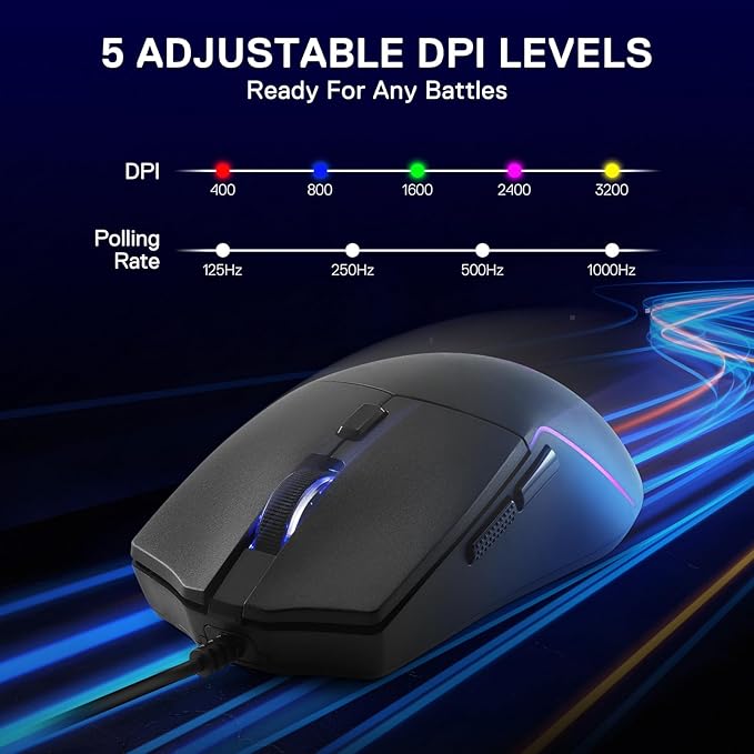 Redragon M730 Wired RGB Gaming Mouse, 10000 DPI Lightweight Optical Mouse with 6 Programmable Buttons, Software Supports DIY Keybinds for PC Computer Windows Mac Laptop, Black