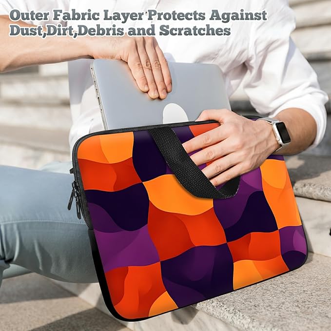 Universal Laptop Sleeve Tablet Case 12 inch, Colorful Checkerboard Slim Carrying Handbag Travel Laptop Bag for Surface Pro 9 8 7/Laptop Go 2 3, MacBook Air 11/12