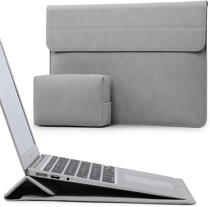 HYZUO 15-16 Inch Laptop Case Bag Sleeve with Stand Feature for MacBook Pro 16 M5/M4/M3/M2/M1 Pro/Max 2026-2019, XPS 15, MacBook Pro 15 2015-2012, Samsung Galaxy Book Flex 15, Light Gray