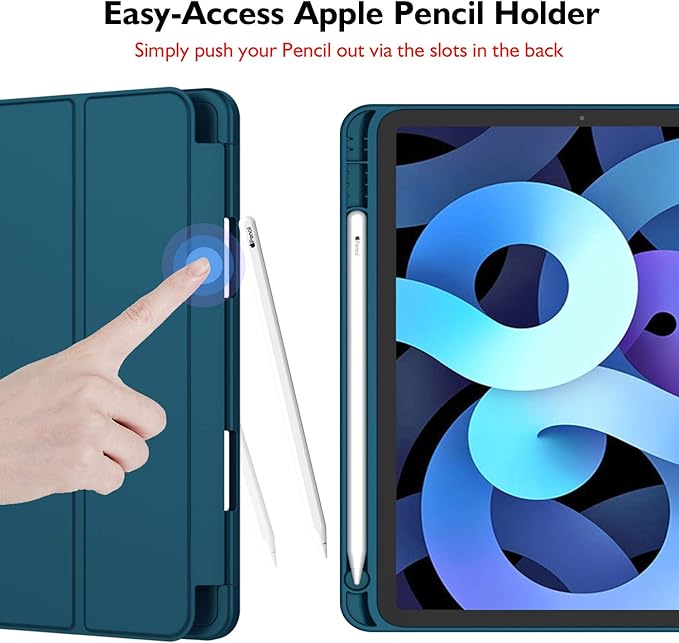 iMieet iPad Air 11 Inch Case M4/M3/M2(2026/2025/2024), iPad Air 5th/4th Generation Case 2022/2020 10.9 Inch with Pencil Holder,Trifold Stand Smart Case with Soft TPU Back(Emerald)