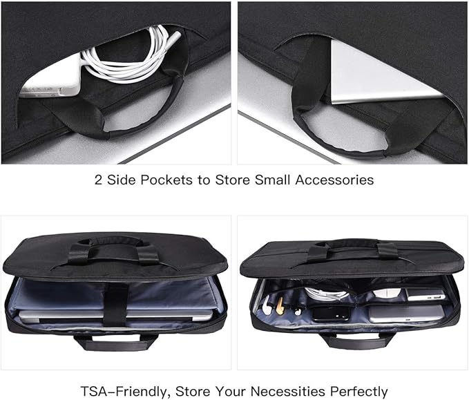 15.6 Inch Laptop Sleeve Bag, Men Women TSA Case for Macbook Pro 16 M5 M4 M3 M2 M1, Lenovo Ideapad 15.6, HP Envy/Victus 15.6, Acer Aspire/Nitro 5 15.6, Dell 15 16, ASUS Chromebook 15 16 Case, Black