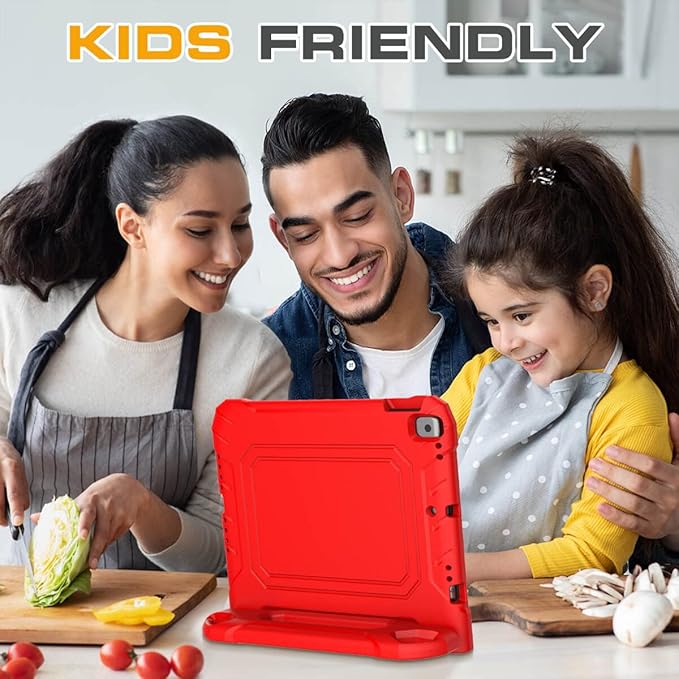 Kids Case for iPad 9th/8th/7th Generation 10.2 Inch 2021/2020/2019, Case for iPad Air 3rd Gen/Pro 10.5 Inch, Durable Shockproof Cover with Screen Protector for iPad 10.2 & 10.5, Red