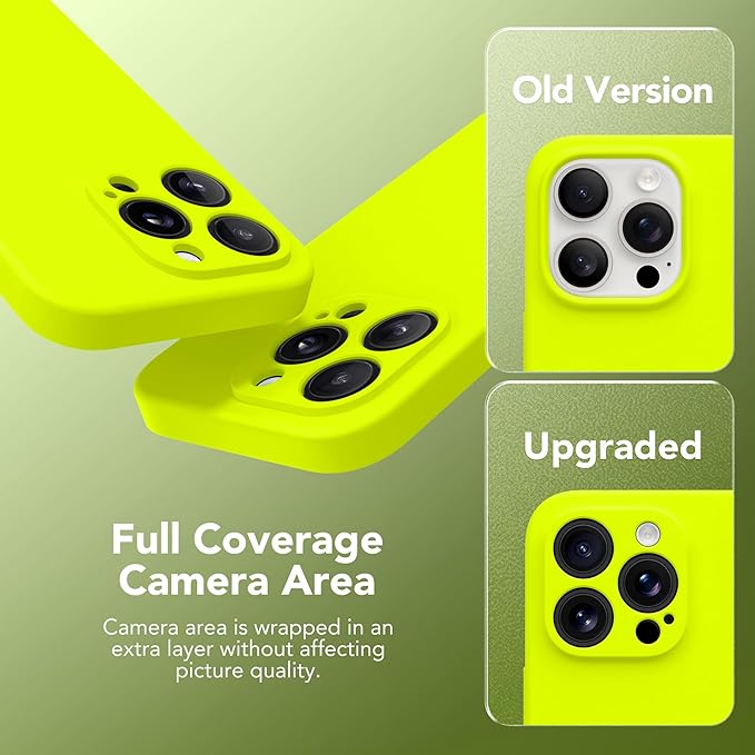Magnetic for iPhone 14 Pro Max Case, Compatible with MagSafe, [Full Camera Protection][Screen Protector] Silicone Shockproof Protective Phone Case for iPhone 14 Pro Max, Fluorescent Green