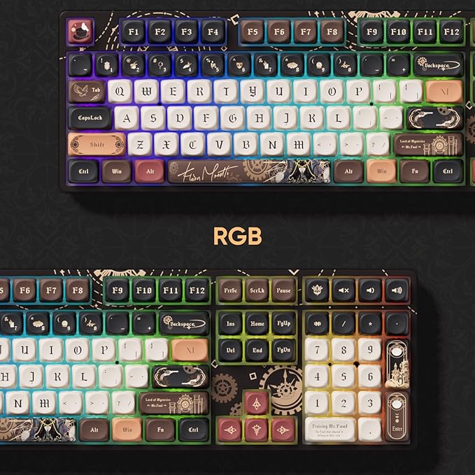 Akko Wireless Gaming Keyboard The Lord of Mysteries 5108B Plus Hot-Swappable Tri-Mode Mechanical Keyboard RGB Backlight, Piano Pre Lubed Switch